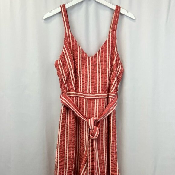 Ettitwa By Anthropologie Womens Jumpsuit Stripe Belted V Neck Sleeveless S - Picture 2 of 12